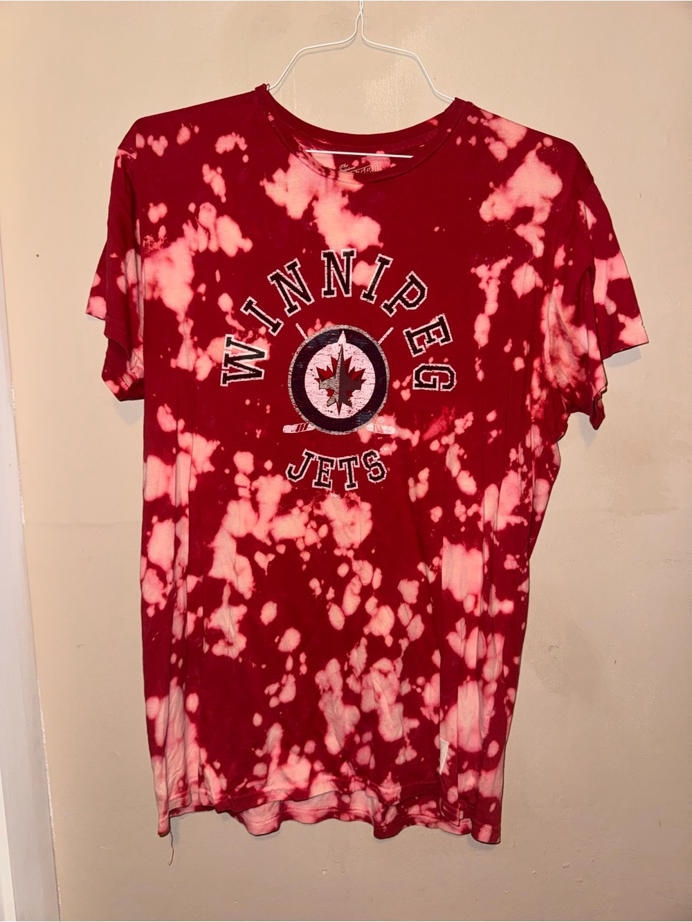 Original Retro Brand Red and White Distressed Winnipeg Jets Short Sleeve Tee